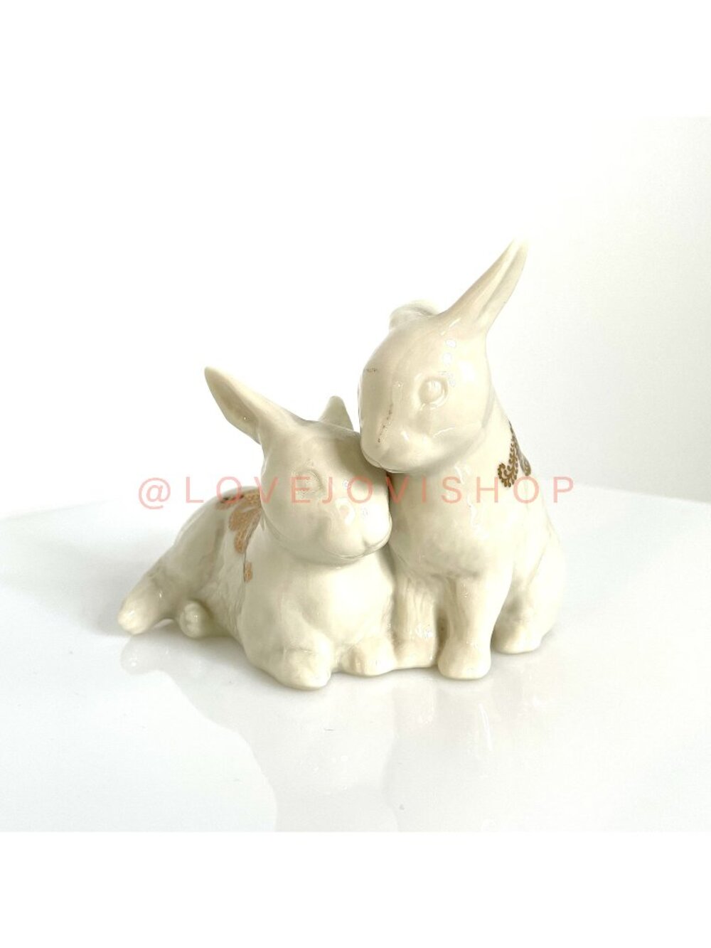 Spring | Lenox Jewels Collection Two Rabbits 24K Porcelain Figurine Flawed Gem